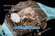 Richard Mille RM11-03 Swiss Valjoux 7750 Automatic Carbon Fiber Case Skeleton Dial With Arabic Numeral Markers Blue Rubber Strap 1:1 Original(KV)