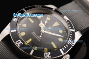 Rolex Submariner Oyster Perpetual Swiss ETA 2836 Automatic Movement Black Dial with Yellow Markers and Grey Nylon Strap