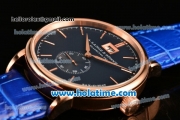 A.Lange&Sohne Saxonia Miyota Quartz Rose Gold Case with Stick Markers and Blue Dial