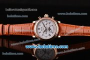 Patek Philippe Complications Asia Automatic Rose Gold Case with Brown Leather Strap Roman Numeral Markers and White Dial