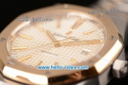 Audemars Piguet Royal Oak Swiss ETA 2824 Automatic Two Tone Case with Two Tone Strap and White Grid Dial - 1:1 Original