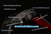 Franck Muller Conquistador Grand Prix Asia Automatic PVD Case with Black Leather Bracelet Black Dial and White Markers