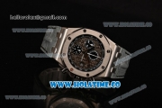 Audemars Piguet Royal Oak Offshore Chrono Swiss Valjoux 7750 Automatic Steel Case with Grey Leather Strap and Black Dial (J12)