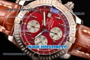 Breitling Chronomat Evolution Swiss Valjoux 7750 Automatic Steel Case with Red Dial and Silver Arabic Numeral Markers (BP)