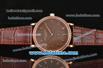 Patek Philippe Calatrava Miyota Quartz Rose Gold Case with Stick Markers and Brown Dial