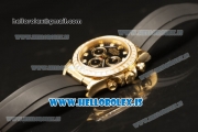 Rolex Daytona Black Dial And Bezel With Yellow Gold Case Euipment Rolex 4130 With Rubber Strap(EF)