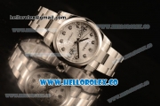 Rolex Datejust Clone Rolex 3135 Automatic Stainless Steel Case/Bracelet with Silver Dial and Diamonds Markers - 1:1 Original (MARK F)