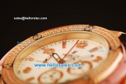 Hublot Big Bang Diamond Bezel Chronograph Swiss Quartz Rose Gold Case With White Dial and pink Rubber Strap