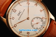 IWC Portuguese Asia 6497 Manual Winding Movement Rose Gold Case with White Dial and Rose Gold Arabic Numerals