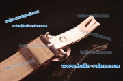 Patek Philippe Tourbillon Automatic Rose Gold Case with White Dial and Brown Leather Strap
