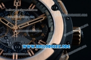 Hublot King Power Unico Black Magic Chrono Swiss Valjoux 7750 Automatic PVD Case with Black Dial Rose Gold Bezel and Black Rubber Strap