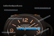 Panerai Luminor Base Logo PAM 360 Swiss ETA 6497 Manual Winding Carbon Fiber Case with Black Dial Brown Leather Strap and Yellow Stick/Arabic Numeral Markers (H)