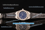 Audermars Piguet Royal Oak Classic Automatic with Silver Bezel ,Black Dial and Blue Leather Strap