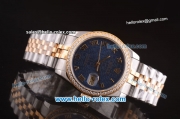 Rolex Datejust Automatic Two Tone with Diamond Bezel and Blue Jubilee Dial - ETA Coating