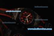 Audemars Piguet Royal Oak Offshore Chronograph Swiss Valjoux 7750 Automatic Movement PVD Case with Red Markers and Black Leather Strap-Run 9@sec