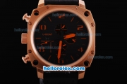 U-Boat Thousands of Feet Chronograph Automatic Rose Gold Bezel with Black Dial-Orange Marking