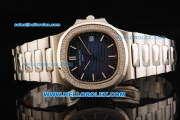 Patek Philippe Nautilus Swiss ETA 2892 Automatic Movement Full Steel With Diamond Bezel and White Stick Markers