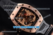 Richard Mille RM 51-01 Tourbillon Tiger and Dragon Asia Manual Winding Rose Gold Case with Seleton Dial and Dot Markers Black Rubber Strap