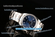 Rolex Oyster Perpetual Air-King Swiss ETA 2836 Automatic Movement Silver Case with Blue Dial and Brown Second Hand