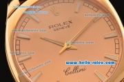 Rolex Cellini Danaos Swiss Quartz Yellow Gold Case with Brown Leather Strap Gold Dial Stick Markers