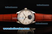 IWC Schaffhausen Swiss ETA 6497 Manual Winding Movement White Dial -one Black Subdial with RG Arabic Numerals and red Leather Strap