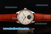 IWC Schaffhausen Swiss ETA 6497 Manual Winding Movement White Dial -one Black Subdial with RG Arabic Numerals and red Leather Strap IWC Schaffhausen Swiss ETA 6497 Manual Winding Movement White Dial -one Black Subdial with RG Arabic Numerals and red Leather Strap