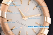 Omega Constellation Swiss Quartz Rose Gold Case White Dial Stick Markers Wall Clock