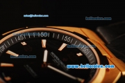 Vacheron Constantin Overseas Swiss ETA 2836 Automatic Movement Gold Case with Black Dial and Black Leather Strap