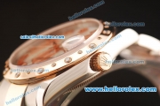 Rolex Datejust Asia 2813 Automatic Full Steel with Rose Gold/Diamond Bezel and White MOP Dial-SS Strap