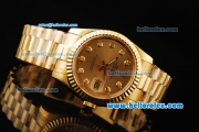 Rolex Datejust Automatic Movement ETA Coating Case with Gold Case and Strap-Diamond Markers