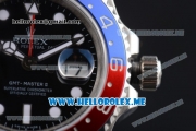 Rolex GMT-Master II Clone Rolex 3186 Automatic Stainless Steel Case/Bracelet with Black Dial and White Markers Red/Blue Bezel (BP)