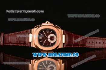 Patek Philippe Nautilus Chrono Swiss Valjoux 7750 Automatic Rose Gold Case with Stick Markers and Brown Dial - 1:1 Original (BP)