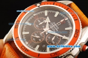 Omega Seamaster Planet Ocean Chronograph Quartz with Black Dial and Orange Leather Strap