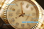 Rolex Datejust II Swiss ETA 2836 Automatic Full Steel with Yellow Gold Bezel and Silver Dial-Two Tone Strap