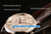 Omega De Ville Co-axial Chronograph Clone Omega 9300 Automatic Steel Case with White Dial and Brown Leather Strap (EF)