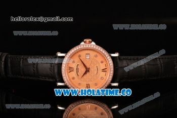 Patek Philippe Calatrava Swiss ETA 2824 Automatic Steel Case with Diamonds Bezel Rose Gold Dial and Diamonds/Roman Numeral Markers