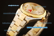 Rolex Datejust II Swiss ETA 2836 Automatic Full Steel with Yellow Gold Bezel and Silver Dial-Roman Markers/Two Tone Strap