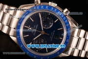 Omega Speedmaster Moonwatch Co-Axial Chronograph Clone Omega 9301 Automatic Steel Case/Bracelet with Blue Dial and Stick Markers (EF）