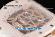 Richard Mille RM 52-01 Miyota 6T51 Automatic Yellow Gold Case with Diamonds Skull Dial and White Rubber Bracelet