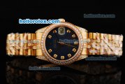 Rolex Datejust Automatic Movement Golden Case With Blue Dial and Diamond Bezel