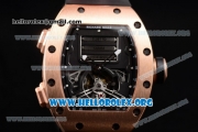 Richard Mille RM 69 Erotic Tourbillon Miyota 9015 Automatic Rose Gold Case with Skeleton Dial Black Rubber Strap and Dot Markers