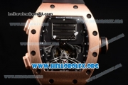 Richard Mille RM 69 Erotic Tourbillon Miyota 9015 Automatic Rose Gold Case with Skeleton Dial Black Rubber Strap and Dot Markers