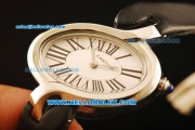 Cartier d'Art Swiss Quartz Steel Case with White Dial and Black Leather Strap