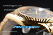 Rolex Day-Date Clone Rolex 3255 Automatic Yellow Gold Case/Bracelet with Black Dial and Stick Markers