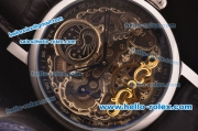 Patek Philippe Skeleton Tourbillon SM Phase Automatic Steel Case Black Leather Strap