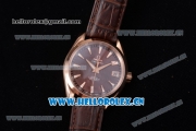 Omega Seamaster Aqua Terra 150 M Co-Axial Clone 8500 Automatic Rose Gold Case with Brown Dial Stick Markers and Brown Leather Strap (EF)