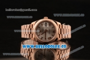 Rolex Day-Date Clone Rolex 3235 Automatic Rose Gold Case with Silver Dial Roman Numeral Markers and Rose Gold Bracelet (CF)