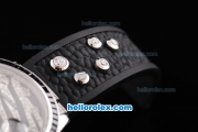 Rolex Datejust Swiss ETA 2836 Automatic Movement SS Case with Black&Diamond Dial-Diamond Marker and Black Rubber Bezel-Black Rubber Strap