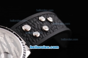 Rolex Datejust Automatic Movement ETA Case with Black Diamond Dial/Hour Marker and Black Diamond Bezel-Black Rubber Strap