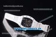 Richard Mille RM 055 Miyota 9015 Automatic Steel Case with Skeleton Dial Dot Markers Black Inner Bezel and White Rubber Strap